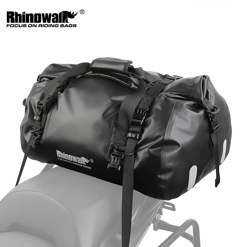 

Rhinowalk Motorcycle Bag 45L Waterproof PVC Tail Saddle Bag Durable Dry Luggage Outdoor Bag Motorbike Rear Seat Bag Accessory