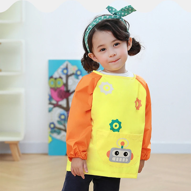 

0-12 Years Old Children Waterproof Long Sleeve Painting Cooking Apron School Smock Learning Education Aprons Toys Birthday Gift