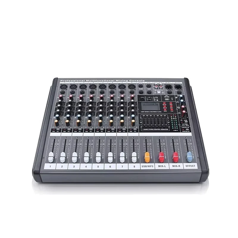 8 Channel Professional Power Mixer Console Portable Audio Mixing Device For Stage Event Performance