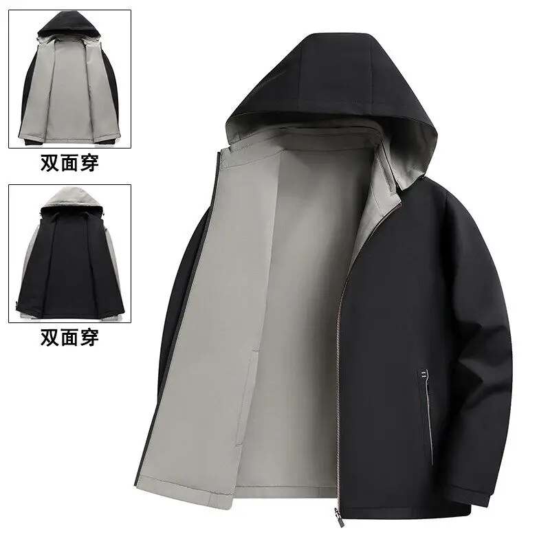 Chaqueta deportiva al aire libre para hombre, Color sólido, ocio, alta calidad, ropa para personas mayores y de mediana edad, chaqueta de béisbol ejecutiva de doble cara