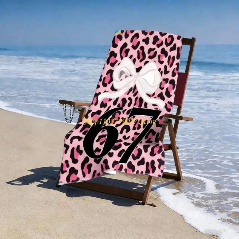 C4DF Beach Towel with High Absorbency Microfiber and Cartoon Design Colorful 67 Number Print Blanket for Personalize Use
