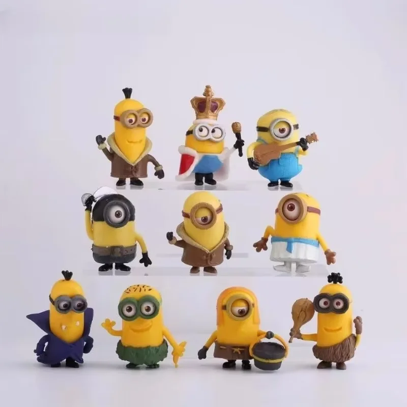 New Cute Cartoon 10Pcs/Set Kawai Minions Figurines Toys 3D Eye Despicable Miniones Action Figures Classic Toys Xmas Gifts view 5