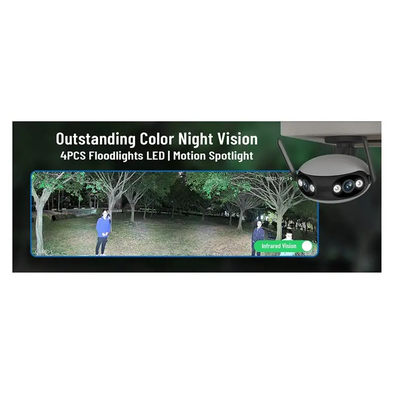 

Новая уличная Wi-Fi камера видеонаблюдения ABNR 4MP 180° ° Ультраширокий угол обзора, обнаружение гуманоидов, автоматическое отслеживание с помощью ИИ, видеонаблюдение, вилка стандарта ЕС