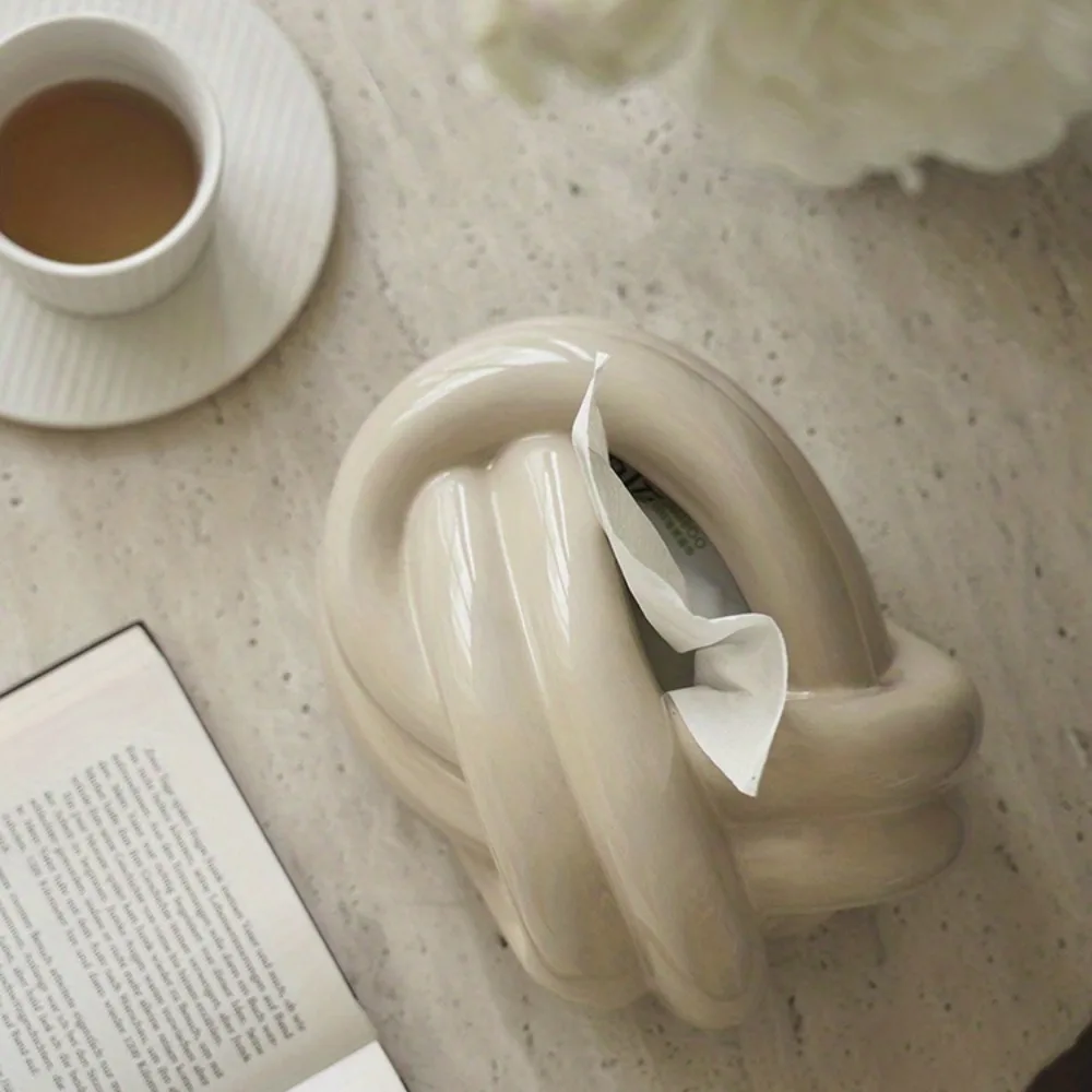 

Creative Knot Ceramic Tissue Box Holder for Living Room Bedroom Table Home Decor