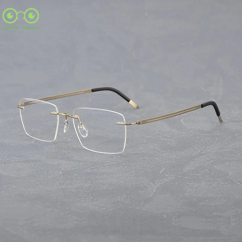 

Simple and classic square pure titanium frameless business men's frame, ultra light frame that can be paired with myopic