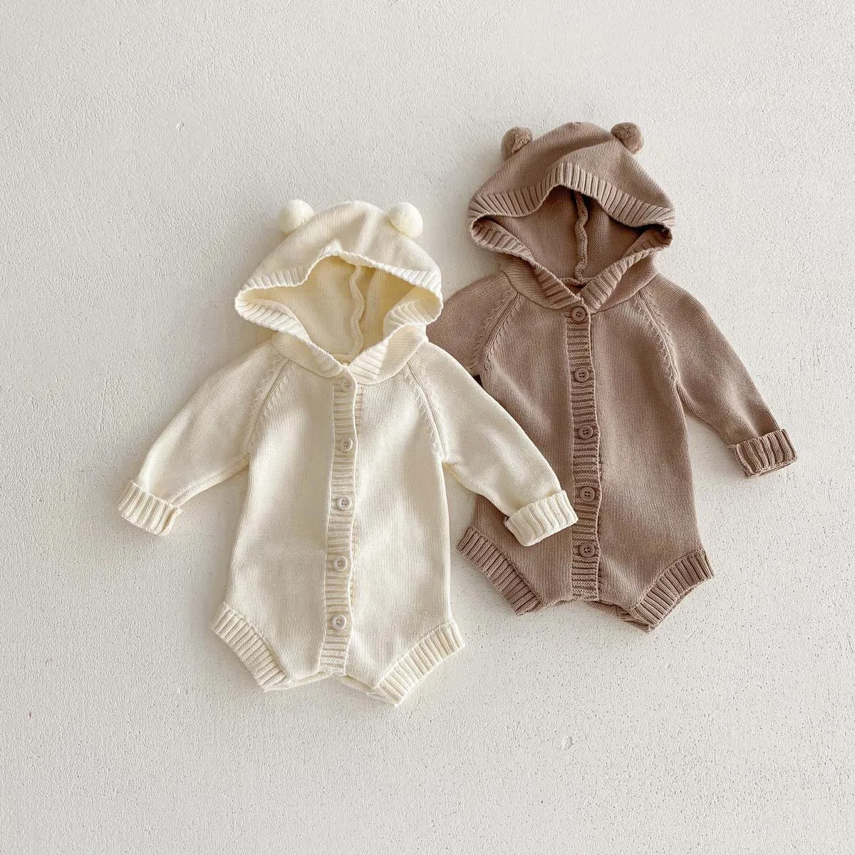 

Winter Spring Clothing Korean Bodysuit For Newborns Bear Baby Boys Girls Jumpsuits Knitted Long Sleeve Toddler Kids rompers 0-2Y