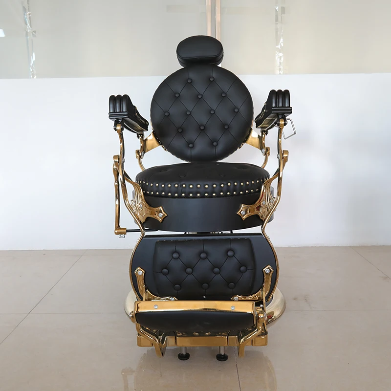 Antique Style Salon Styling Chair Vintage Black Gold Salon Barbershop Barber Chair