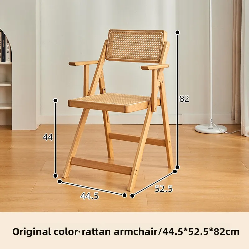 Multi-functional Rattan chair Household folding chair with armrests Leisure back chair Book table chair Restaurant dining chair