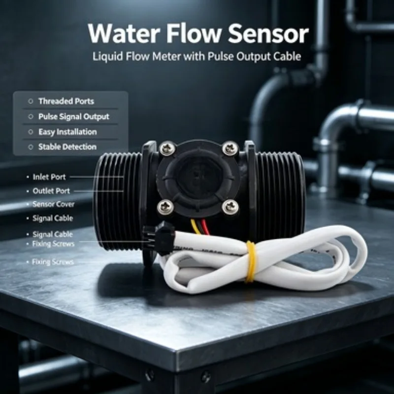 DN40 Turbine Water Flow Sensor Hall Effect Flowmeter Fit 1.5 Inch 2 Inch Pipe For Liquid Circulation Industrial Flow Measuring