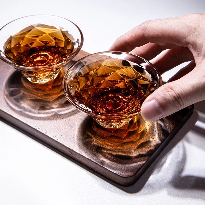Rose Petal Glass Tea Cup, Japanese Style Master Cup, Mini Tea Cup, Tasting Cup, Kung Fu Tea Cup, Single Cup, Light Luxury