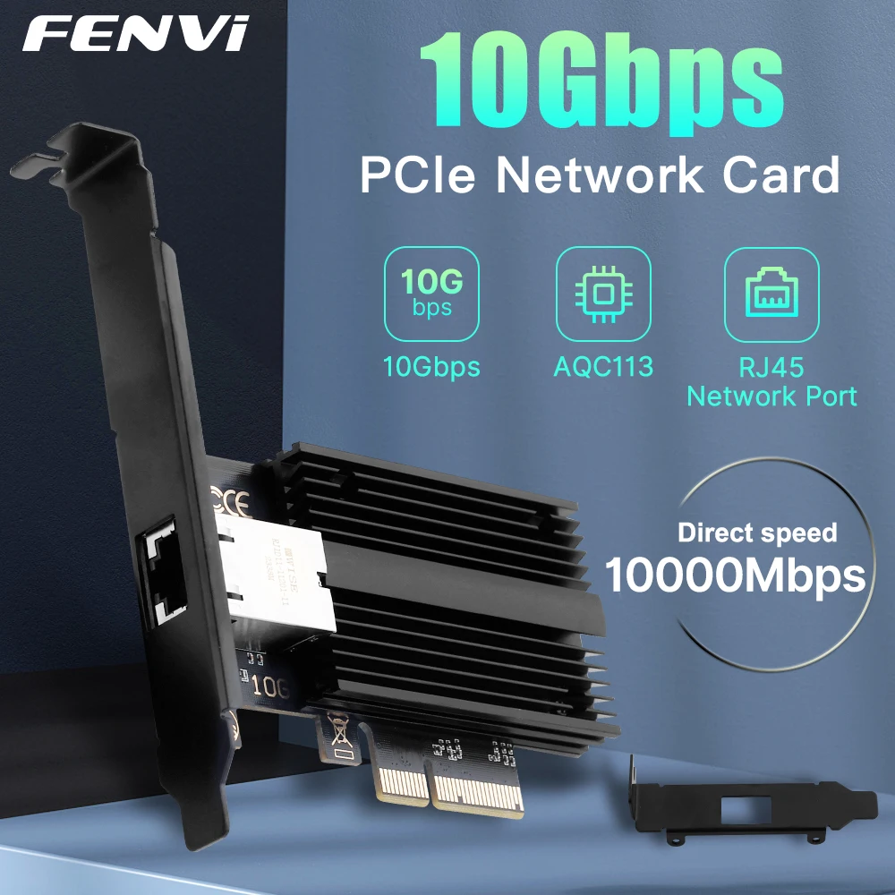 10Gbps PCI-E To RJ45 AQC113 PCIe x4 Gigabit Ethernet Network Card 10Gbps/5Gbps/2.5Gbps/1Gbps Wireless Adapter For PC Win10/11