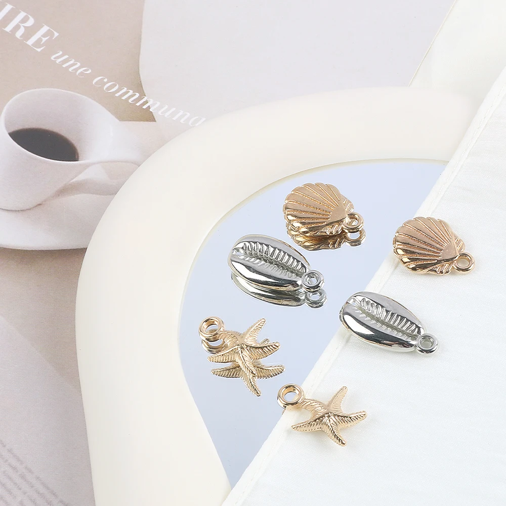 30pcs/lot Marine Animal CCB Charms Conch Sea Shell Starfish Pendant For Jewelry Making DIY