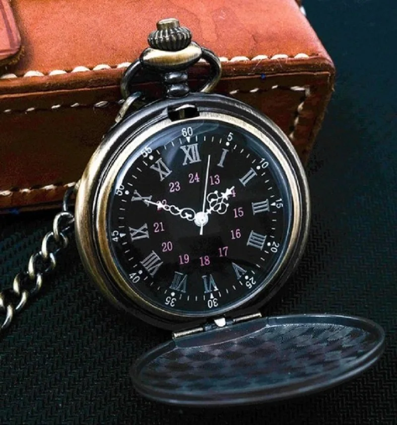 15 Types New Vintage Pocket Watch Men's Necklace Quartz Pocket Watch Smooth On Both Sides Without Patterns Chain Clock Gifts