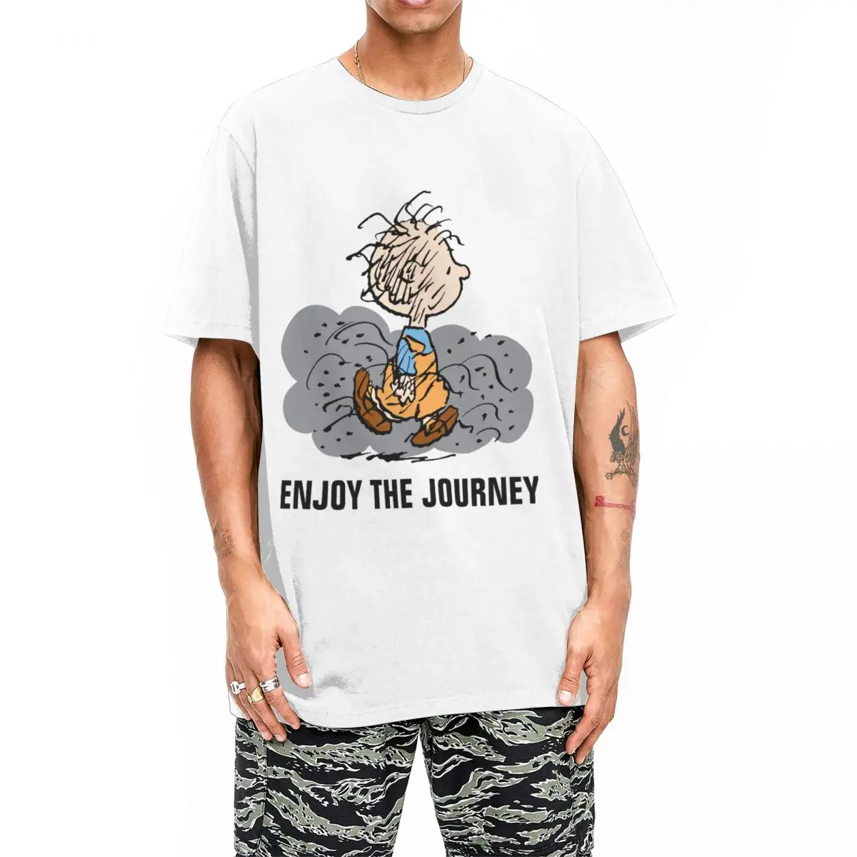 Peanuts Snoopy Pigpen Walking Cloud Men Women T Shirt Vintage Tee Shirt Short Sleeve Crewneck T-Shirts Pure Cotton Summer Tops