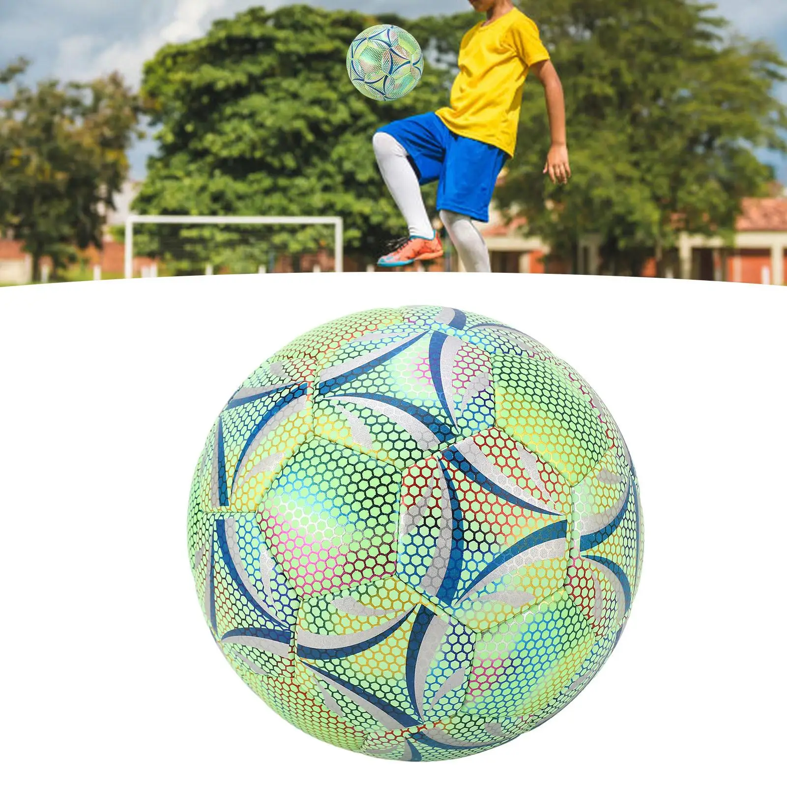 Balón de fútbol luminoso que brilla en la oscuridad para entrenamiento nocturno, regalo de fútbol de PU, 5 tamaños, resistente al desgaste