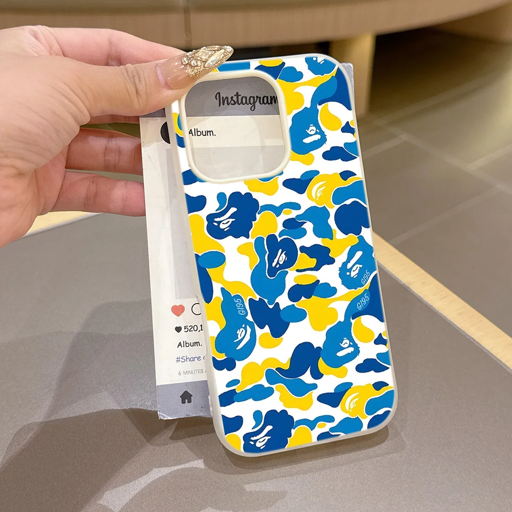 Modische Leoparden-Matte Bonbonfarben 2-in-1 Handyhülle für A-BAPES-Cool iPhone 18 17 17e Air 16e 16 15 14 13 Plus 12 11 Pro XR Max – Detail 3