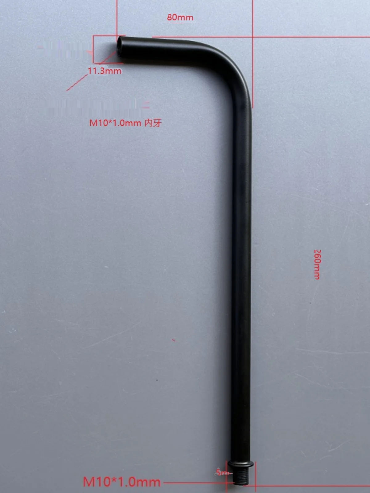 

1PCS Black 80+260mm Bent Metal Hose DIY Accessory for Portable Lighting with Seven-tooth M10x1mm Inner and Outer Thread