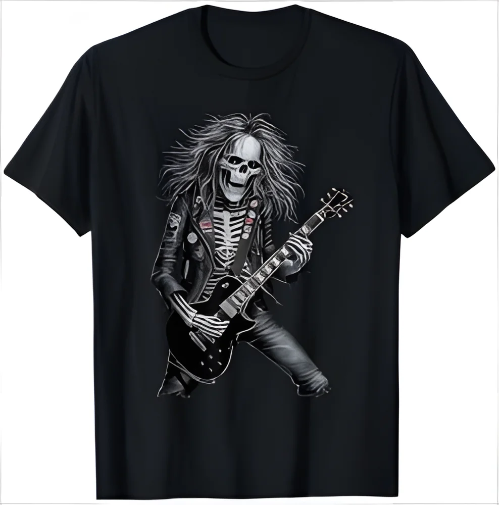 

Skeleton Rocker With Guitar Guy Men Skeleton Playing Guitar T-Shirt