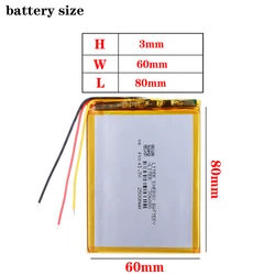 3 line Polymer lithium battery 306080 3.7V 2500MAH 306082 love landing PDA smart tablet computer polymer