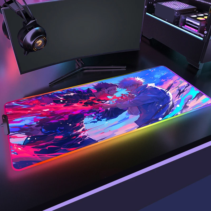 RGB Jujutsu Kaisen Mouse Pad Anime Gojo Satoru Desk Mat Gamer PC Computer XL Varmilo Keyboard Carpet Gaming Accessories Mousepad