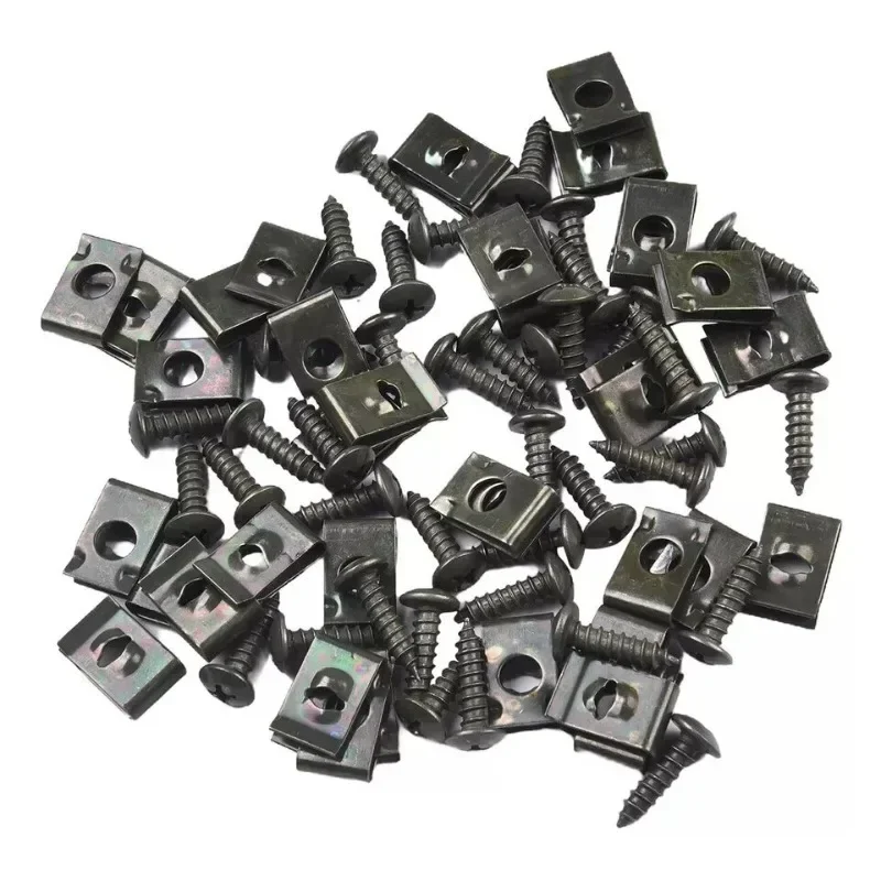 10/20/30Pcs Metal Self-tapping Screws U-Type Metal Screw Clip Tools Anti-rust Screws  for Mixed Car Motorcycles ATV Car Fastener