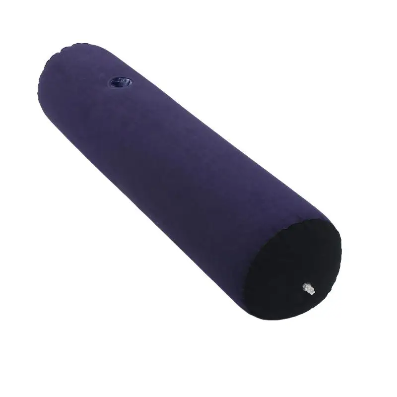 Inflatable Bolster Pillow Blue Long Size Comfortable Foldable Inflatable Cushion for Office Nap Travel Camping Back Support