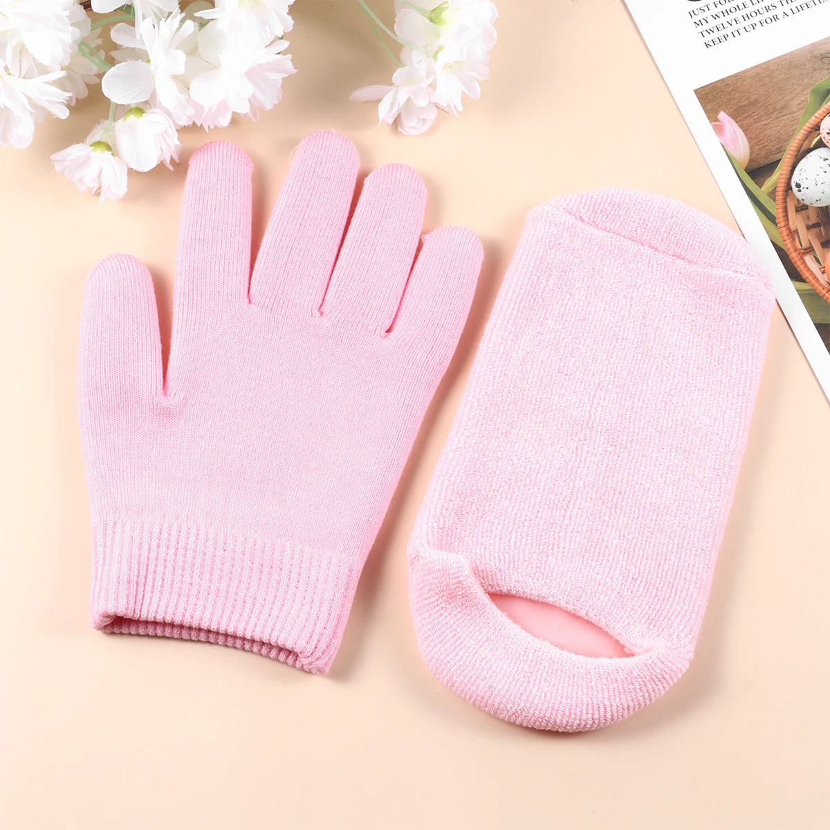 

2 Pair Gel Moisturizing Gloves Socks Set Spa Skin Soften Repair Whitening Foot Hand Care Pink Unisex Beauty Gift For Valentine'S