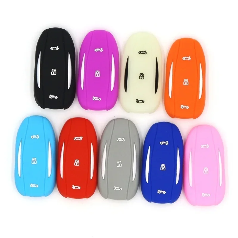 Silicone Key Cover Remote Fob Pocket for Tesla Model S Silicon Key Covers Case Holder 75D 90D P100D Keychain Styling