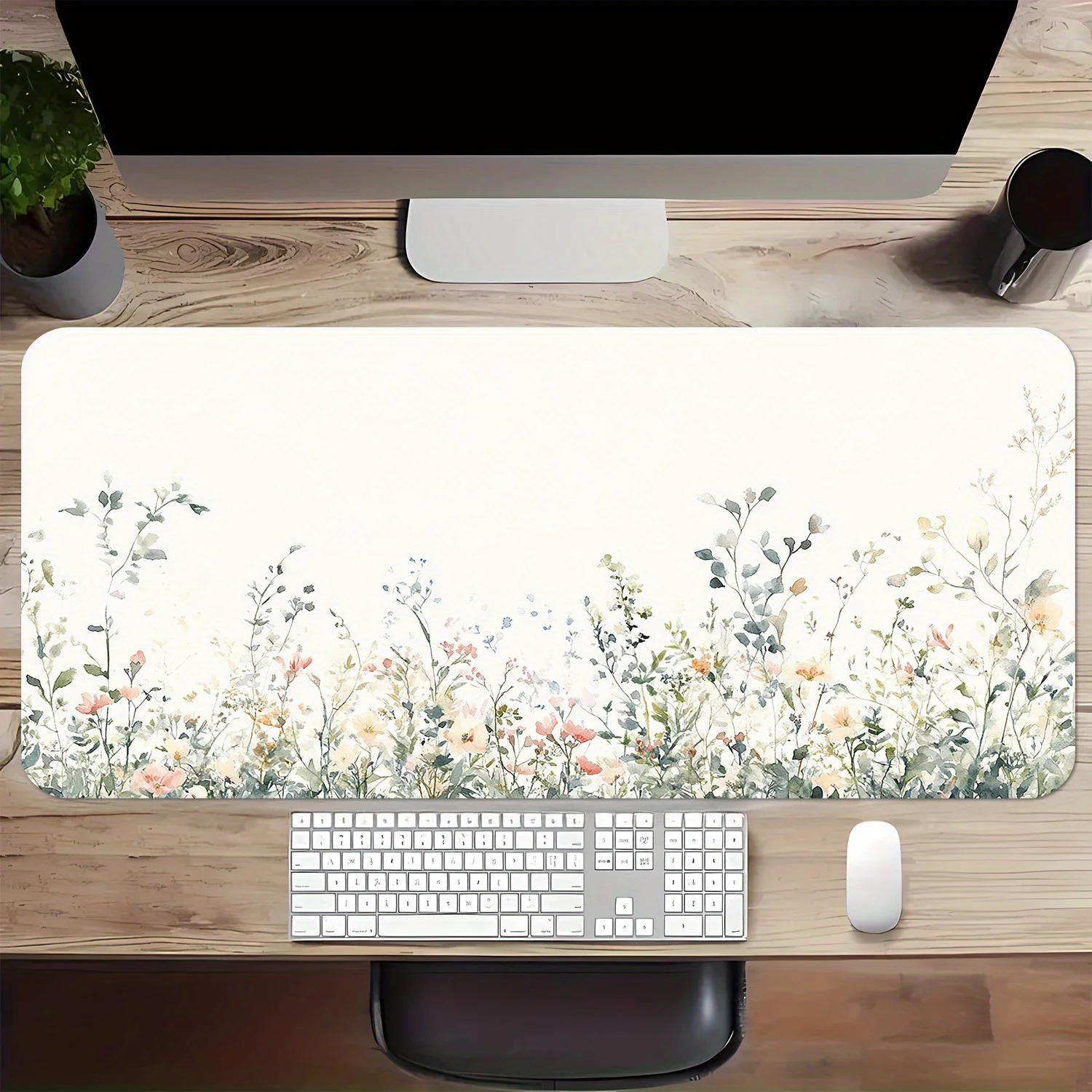 1pc Floral Design Mouse Pad with Non-Slip Rubber Base, Large Desk Mat for Gaming and Office, Smooth Surface for Accurate Mouse Movement, Multifunctional Desk