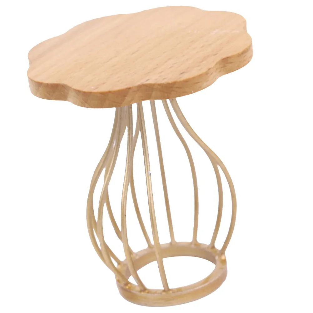 

Miniature End Table Wood Alloy Tiny Furniture Home Decoration Unique Design 1 12 Scale Miniature Tea Table Realistic Tiny House