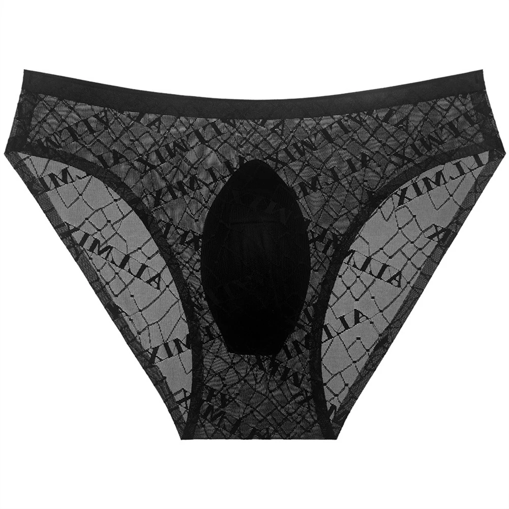 

Men Mesh Letter Print Briefs See-Through Underwear Ultrathin High Cut Underpants Sissy Panties Lace Briefs Gay Boxers ﻿