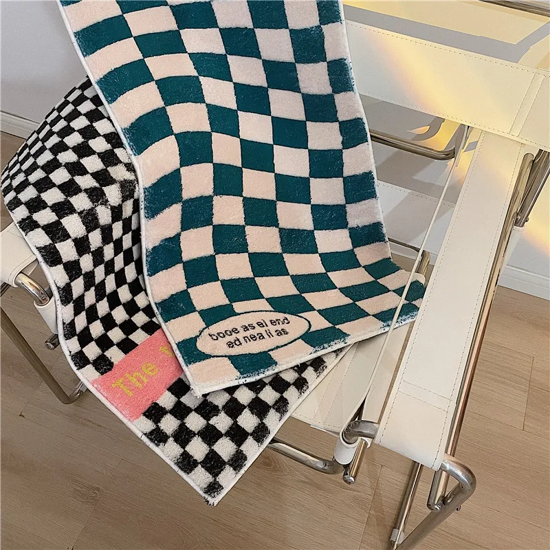 Checkerboard Carpet Living Room Large Area Carpet Non-Slip Classic Lattice Soft Bedside Carpet Girl  Cute Bedroom Decoration