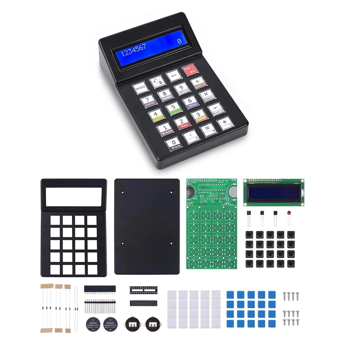 Calculator Soldering Practice Kit, 7-Digit Desktop Calculator Soldering Project Kit, DIY Electronics Kit with 1602 LCD