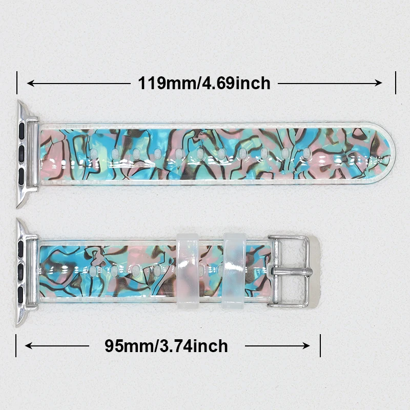 Transparent Floral Strap For Apple Watch 46mm 41mm 42mm 44mm 45mm Silicone Printed Pattern Band for iWatch Series 10 9 8 7 SE 6