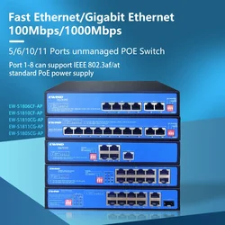 Przełącznik Gigabit POE z SFP niezarządzalny przełącznik POE 1000M AI inteligentny przełącznik Ethernet dla HUAWEI dla CISCO dla kamery IP/bezprzewodowego AP