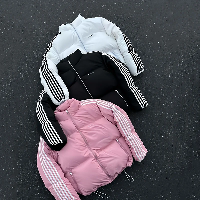 

Winter New Arrival Striped Flannel Jacket - Unisex Loose Fit Color-Block Thermal Cotton Coat