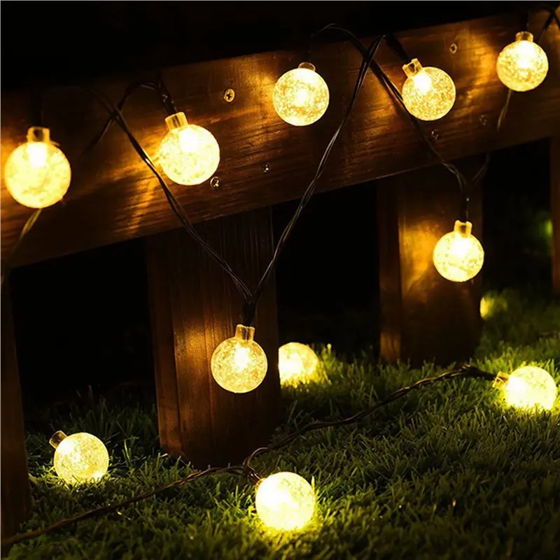 AT21-5X 8 Modes Solar Light Bulbs Crystal Ball 5M LED String Lights Fairy Lights Garlands For Christmas Party Outdoor