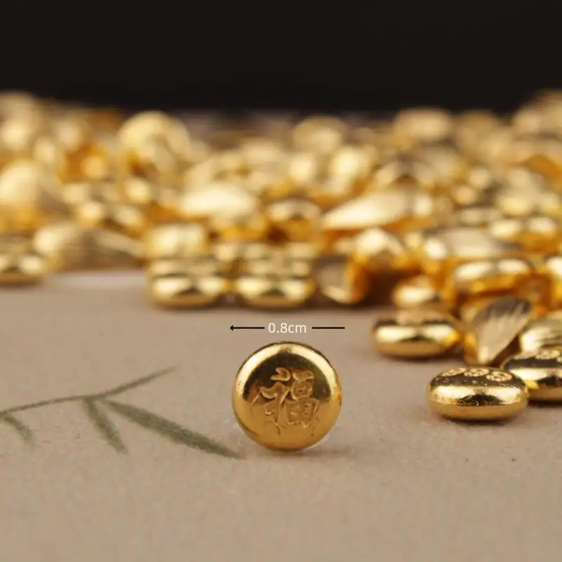 100PCS Gold Mini Gold Dollars Attract Wealth Luck Charms Miniature Gold Ingots Gold Melon Seeds Handicrafts