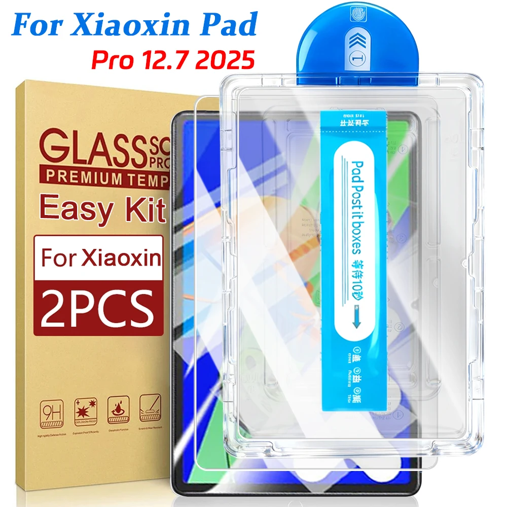 

Простая в установке защитная пленка для экрана для Xiaoxin Pad Pro 12,7 2025 2023, HD, прозрачное закаленное стекло с защитой от царапин и комплектом автоматического выравнивания