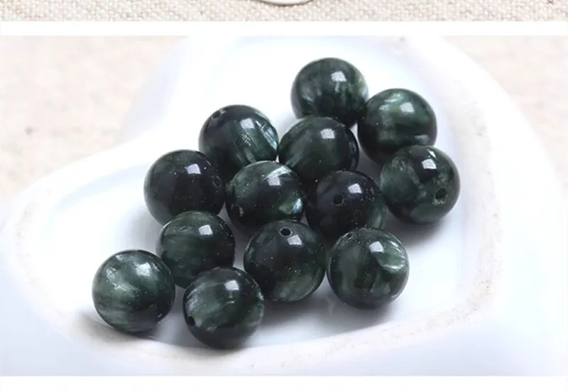 1piece green Seraphinite round  full hole 6/8/10/12/14/16/18mm for DIY  jewelry necklace loose beads