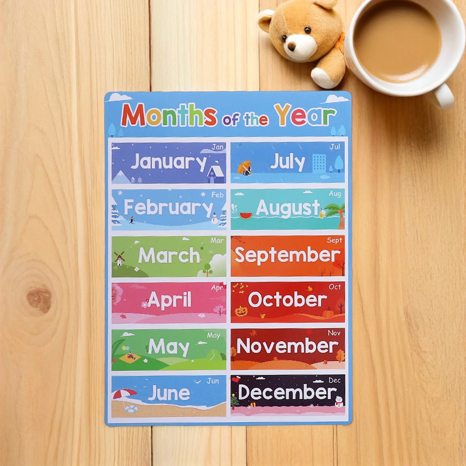 12pçs pôsteres educativos para crianças, alfabeto, animais, frutas, meses, aprendizagem pré-escolar, decoração de parede, pôsteres de aprendizagem