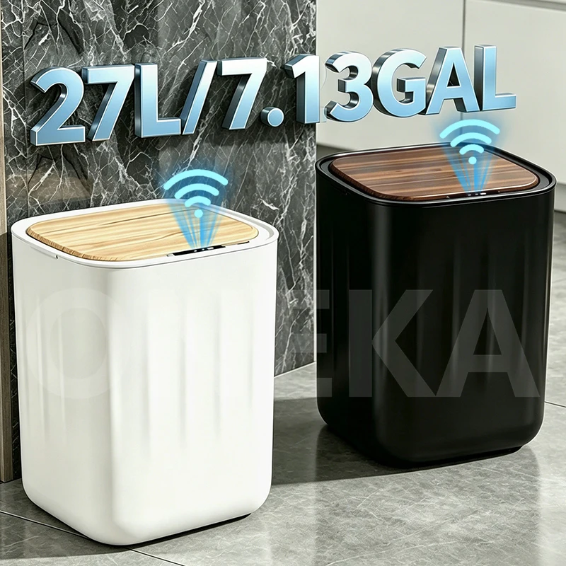 27L Household Smart Sensor Trash Can, Large‑Size， Compost Bin, Electric Auto‑Open Wastebasket, Made of Sturdy AB