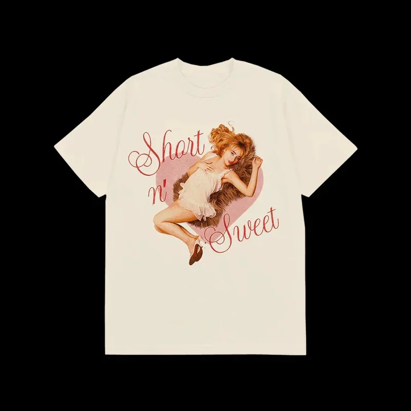 Sabrina Carpenter Album Short n\' Sweet T-shirts Women Summer Female Y2K Clothing 100%Cotton Harajuku Fashion Casual Streetwear