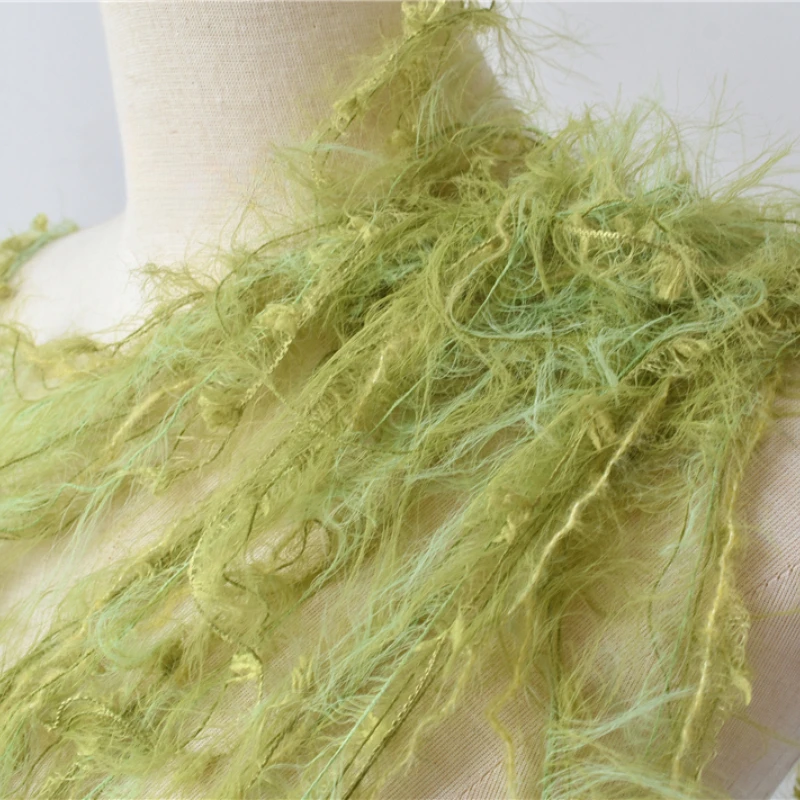Green Plush Fringe Lace Accessories Creative Cotton Thread Wool Blend Wedding Decoration Renovation Design Clothing Fabric