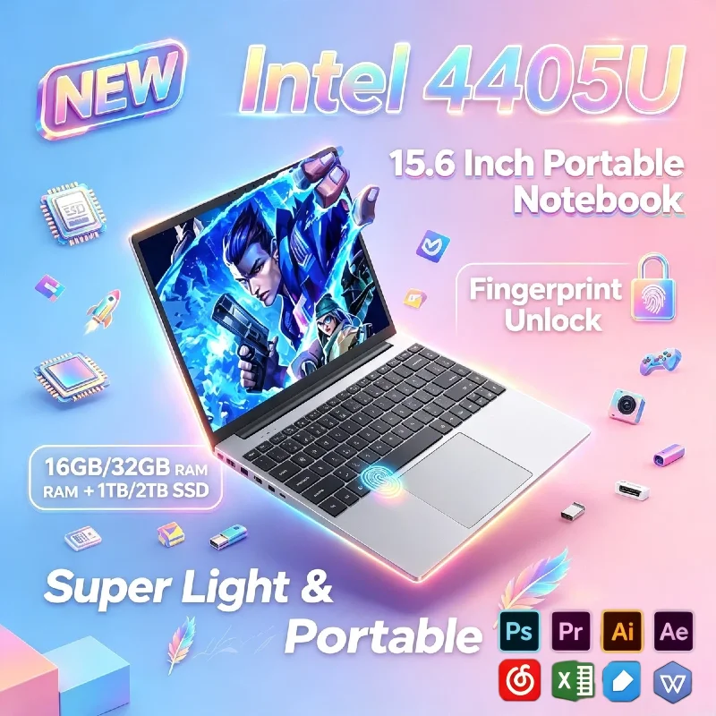 Intel Pentium 4405U 15.6 Inch Ultra Slim Laptop 16GB RAM 2TB SSD Gaming Notebook 1920x1080 Office Study PC Pro Max