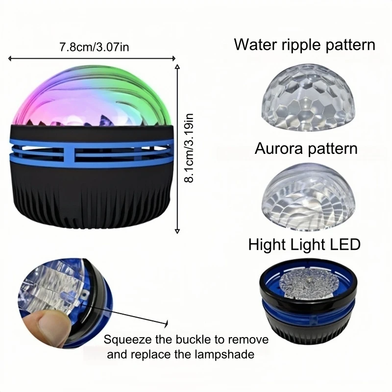 Mini LED Starry Sky Projection Light Bedroom Atmosphere Lights with Remote Control for Home Decor Room Christmas Party Disco