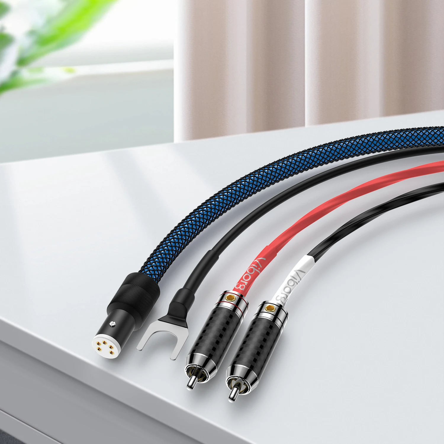 VIBORG LC800 Silver-Plated Tonearm Cable | 5 Pin DIN to RCA Phono Cable for Turntables HiFi Upgrade