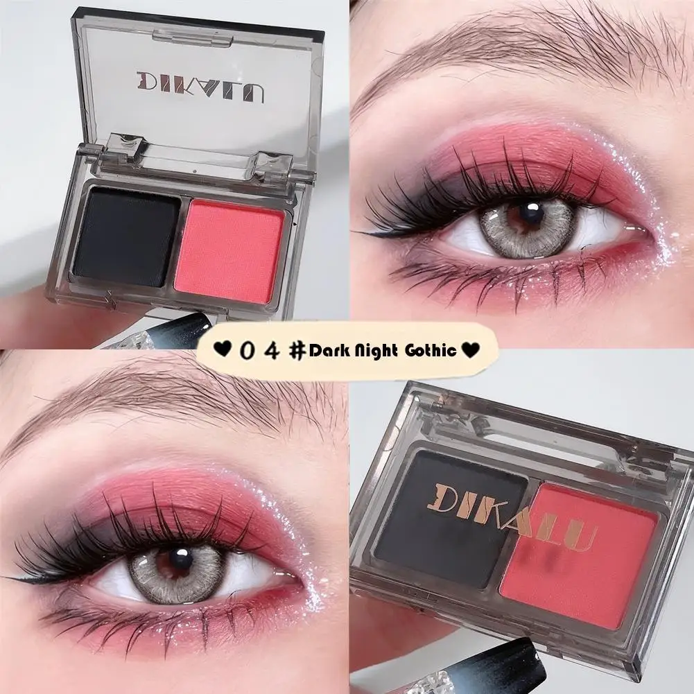 Lidschatten-Palette Zweifarbiger Lidschatten Glitzer Glänzendes Rot Sexy Schwarzer Schatten Koreanischer Make-up-Lidschatten mit Lidschatten Eye Matte M3S0