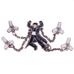 Doctor X Octopus Enamel Lapel Pin with Chain DocOck Badge Comic Books Character Brooch Backpack Decoration Charm Jewelry