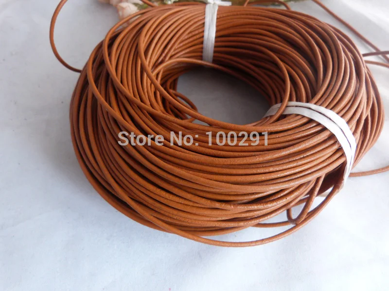 DIY ! 100meter/lot 2mm Brown Round Leather Cord